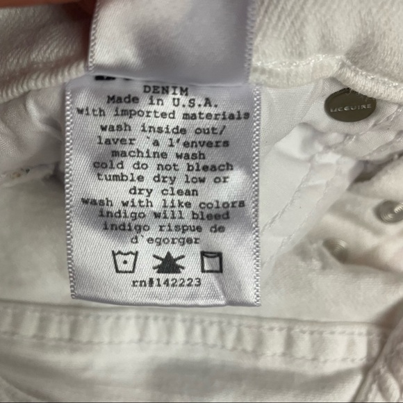 Anthropologie McGuire white Valetetta Straight stretch jeans with embroidery 26 - Picture 7 of 13